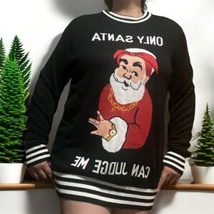 Tipsy Elves Santa Clause 2Pac Graphic Knit Sweater XXL Christmas Ugly Sweater